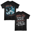 Black t-shirt with Motley Crue graphic and text on a white background