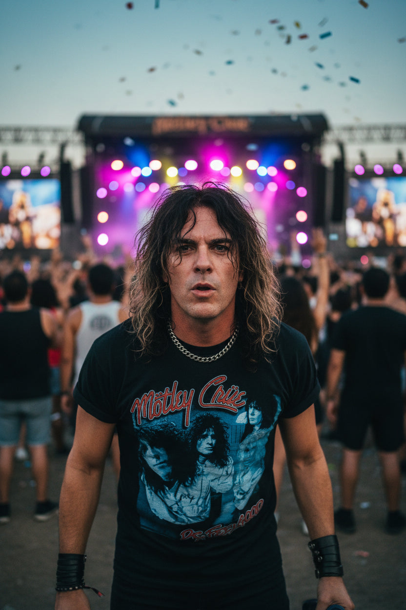man wearing motley crue dr feelgood tee MCRU590S, MCRU590M, MCRU590L, MCRU590XL, MCRU590XXL, MCRU590XXXL, MCRU590XXXXL, MCRU590XXXXXL