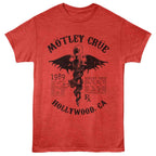 Red t-shirt with Motley Crue logo and text on a white background