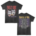 Black t-shirt with Mötley Crüe 'Theatre of Pain' design on a white background