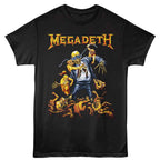 Black t-shirt with Megadeth graphic design featuring a skeleton and text.