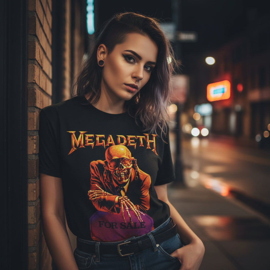 WOMAN WEARING MEGADETH FOR SALE T-SHIRT MGD509S, MGD509M, MGD509L, MGD509XL, MGD509XXL, MGD509XXXL, MGD509XXXXL, MGD509XXXXXL