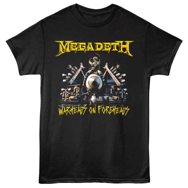 Black t-shirt with Megadeth graphic design on a white background
