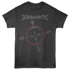 Black t-shirt with Megadeth graphic design on a white background