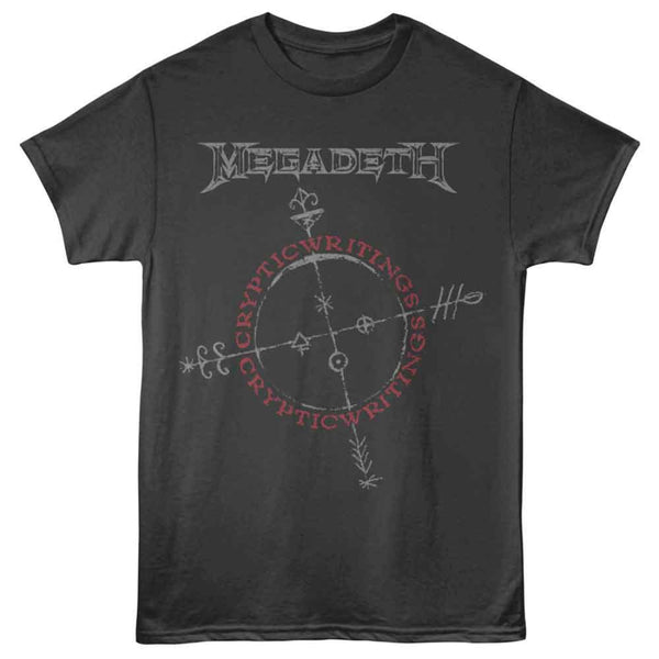 Black t-shirt with Megadeth graphic design on a white background
