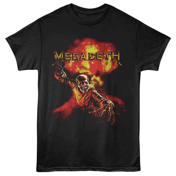 Black t-shirt with Megadeth graphic design featuring a skeleton holding a guitar.