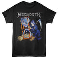 Black t-shirt with Megadeth graphic design featuring a skeleton with a scythe and hourglass.