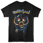 Black t-shirt with Motörhead logo and graphic design on a white background