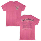 Pink t-shirt with 'Motorhead' logo and text on a white background