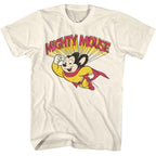T-shirt with Mighty Mouse graphic on a white background