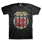Black t-shirt with 'Anthrax Disturbing the Peace' graphic design on a white background