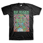 Black t-shirt with colorful graphic and 'Bad Religion No Control' text on a white background