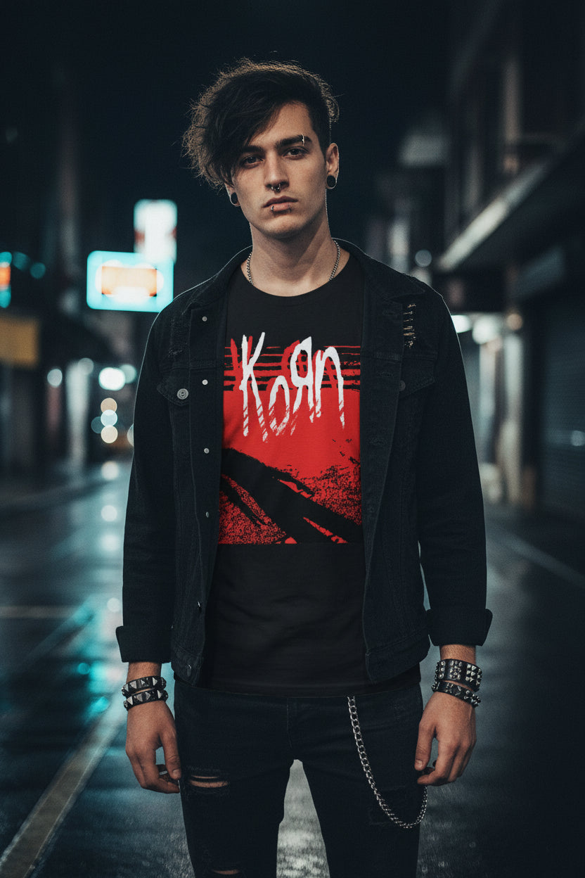 MAN WEARING KORN SHIRT MM-KRN-03S, MM-KRN-03M, MM-KRN-03L, MM-KRN-03X, MM-KRN-03XX, MM-KRN-03XXX