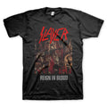 Black t-shirt with Slayer 'Reign in Blood' graphic design on a white background