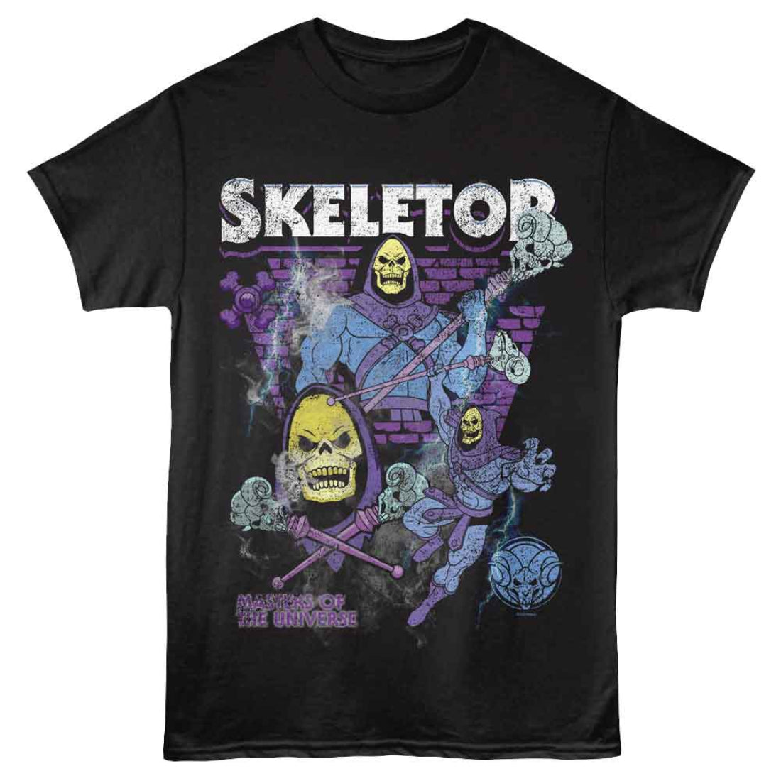 Black t-shirt with Skeletor graphic design on a white background