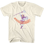 Masters of the Universe T-shirt with Skeletor and 'MYYYYYYYYYYYYY!' text on a beige background
