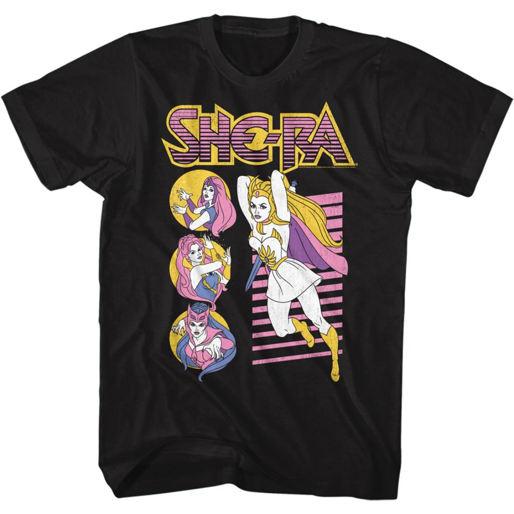 Black t-shirt with 'She-Ra' character design on a white background