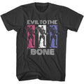 Black Masters of the Universe t-shirt with graphic design and text 'Evil to the Bone' on a white background