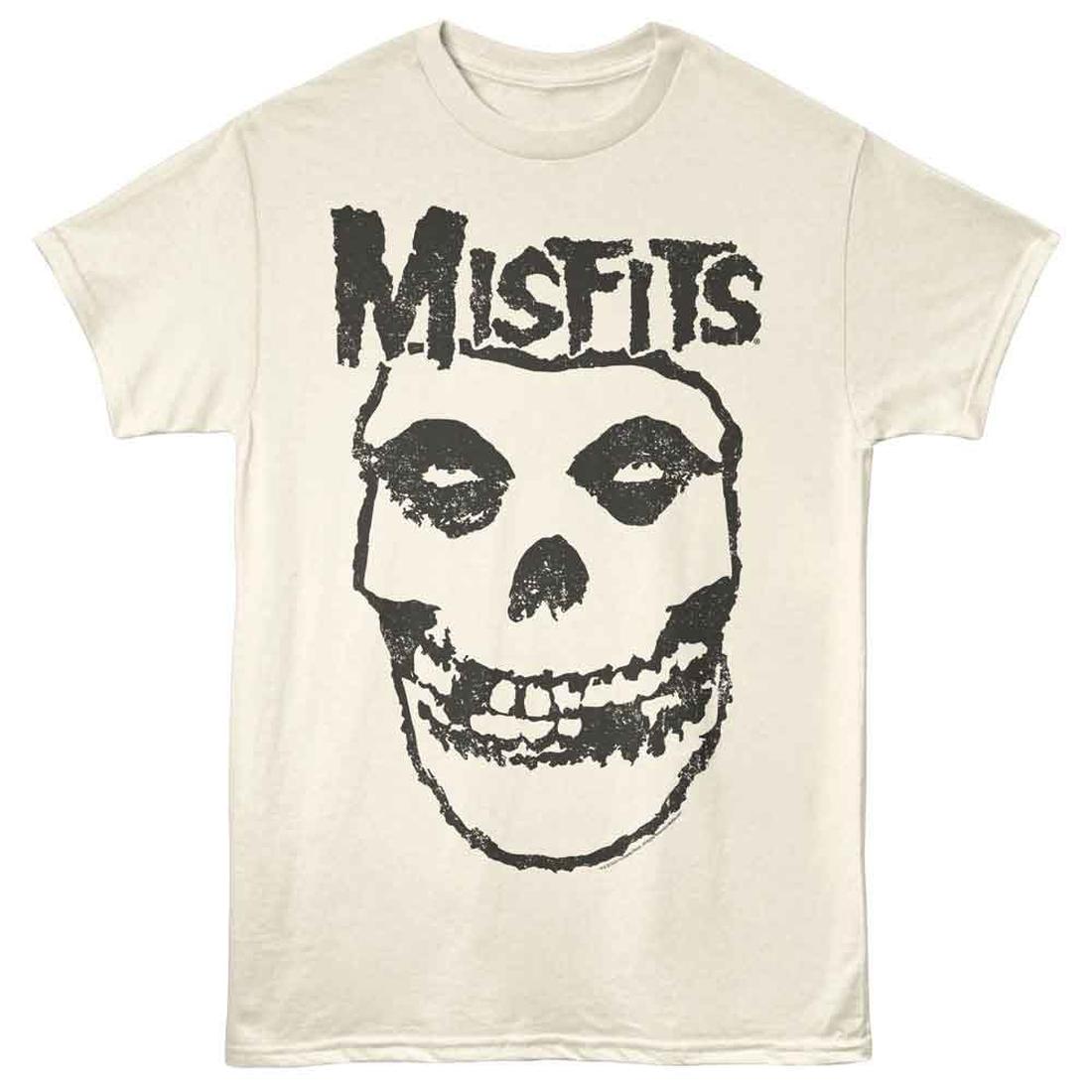 T-shirt with skull design and 'Misfits' text on a white background