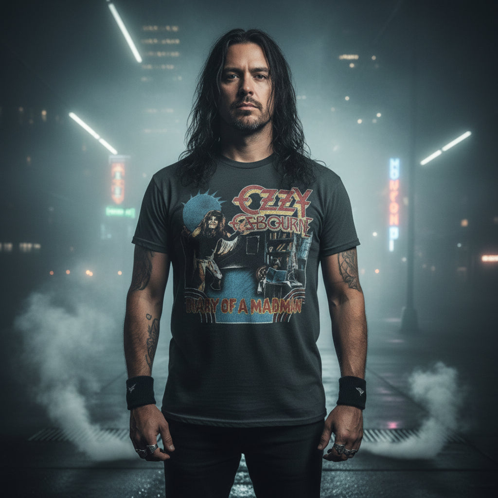 MAN WEARING OZZY DIARY OF A MADMAN TEE OZZY529S, OZZY529M, OZZY529L, OZZY529XL, OZZY529XXL