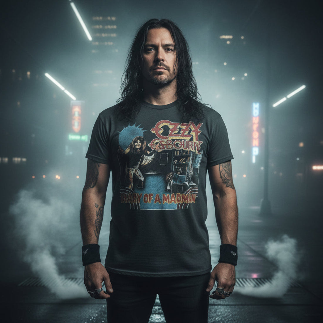 MAN WEARING OZZY DIARY OF A MADMAN TEE OZZY529S, OZZY529M, OZZY529L, OZZY529XL, OZZY529XXL