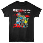 Black t-shirt with colorful graphic design and 'Powerman 5000' text on a white background