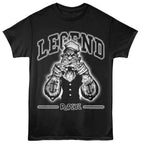 Black t-shirt with Popeye graphic and 'Legend' text on a white background