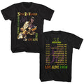 Black t-shirt with Stevie Ray Vaughan 'Live Alive' tour graphic on a white background