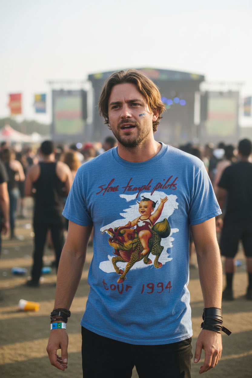 man wearing stone temple pilots tee STP532S, STP532M, STP532L, STP532XL, STP532XXL