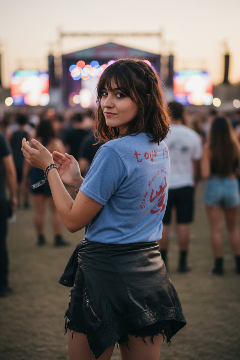 girl wearing stone temple pilots 94 tour tee STP532S, STP532M, STP532L, STP532XL, STP532XXL