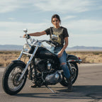 woman wearing Black t-shirt with vintage-style Elvis Presley graphic design SUNE521S, SUNE521M, SUNE521L, SUNE521XL, SUNE521XXL