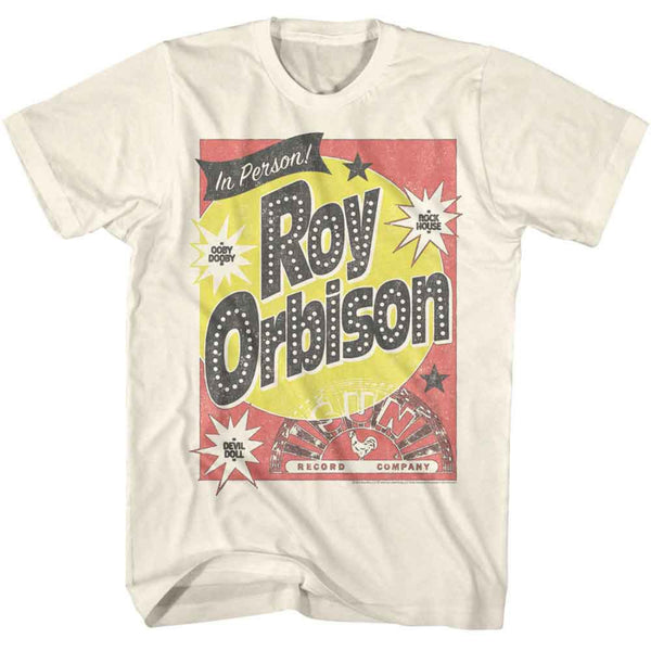 T-shirt with a vintage-style graphic of Roy Orbison on a white background