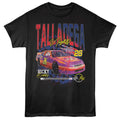 Black t-shirt with a colorful race car graphic and 'Talladega Nights' text on a white background