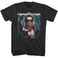 dark grey t-shirt with 'The Terminator' graphic design featuring a character holding guns.