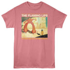 Pink t-shirt with 'The Flaming Lips' album cover design on a white background