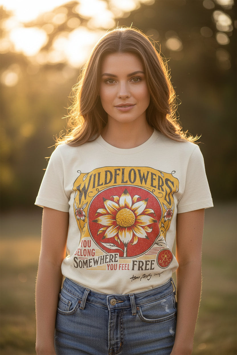 WOMAN WEARING TOM PETTY TEE TPH504S, TPH504M, TPH504L, TPH504XL, TPH504XXL, TPH504XXXL, TPH504XXXXL