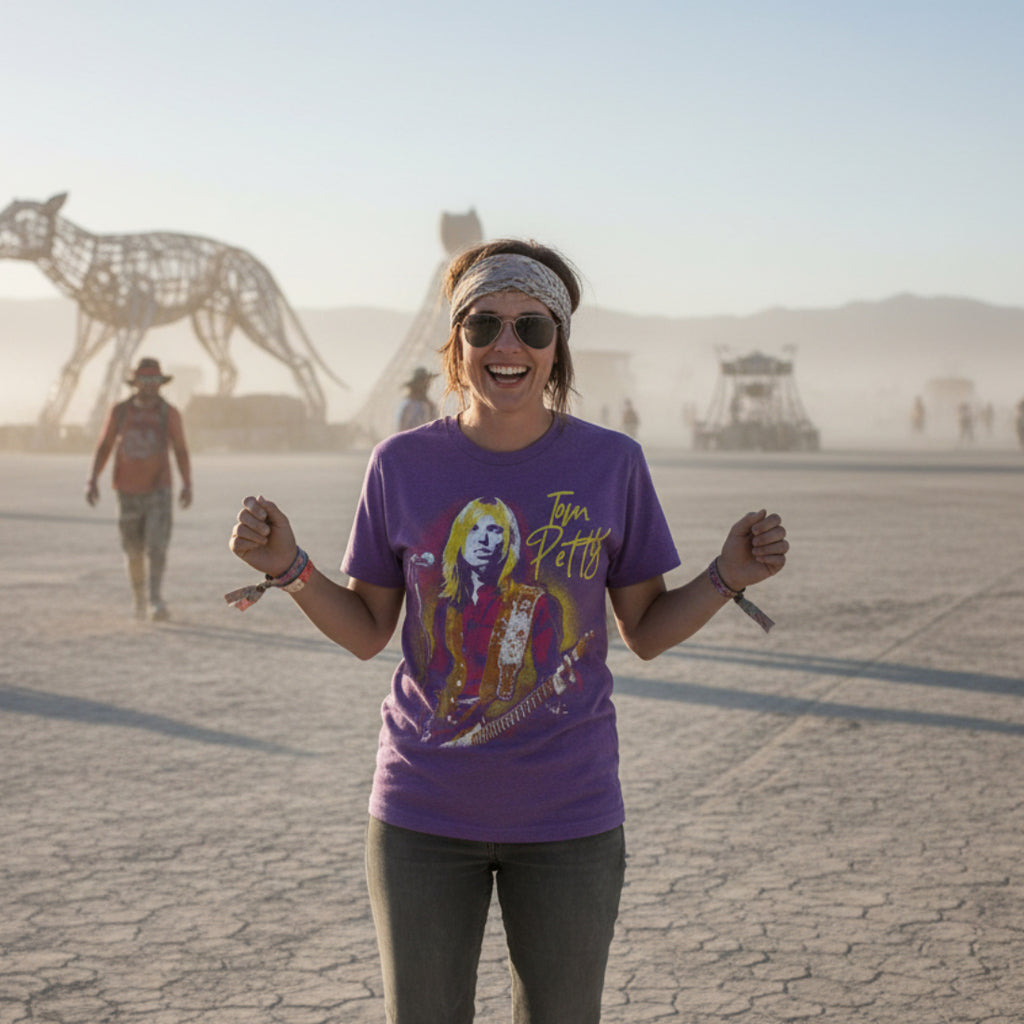 WOMAN WEARING TOM PETTY TEE TPH513S, TPH513M, TPH513L, TPH513XL, TPH513XXL