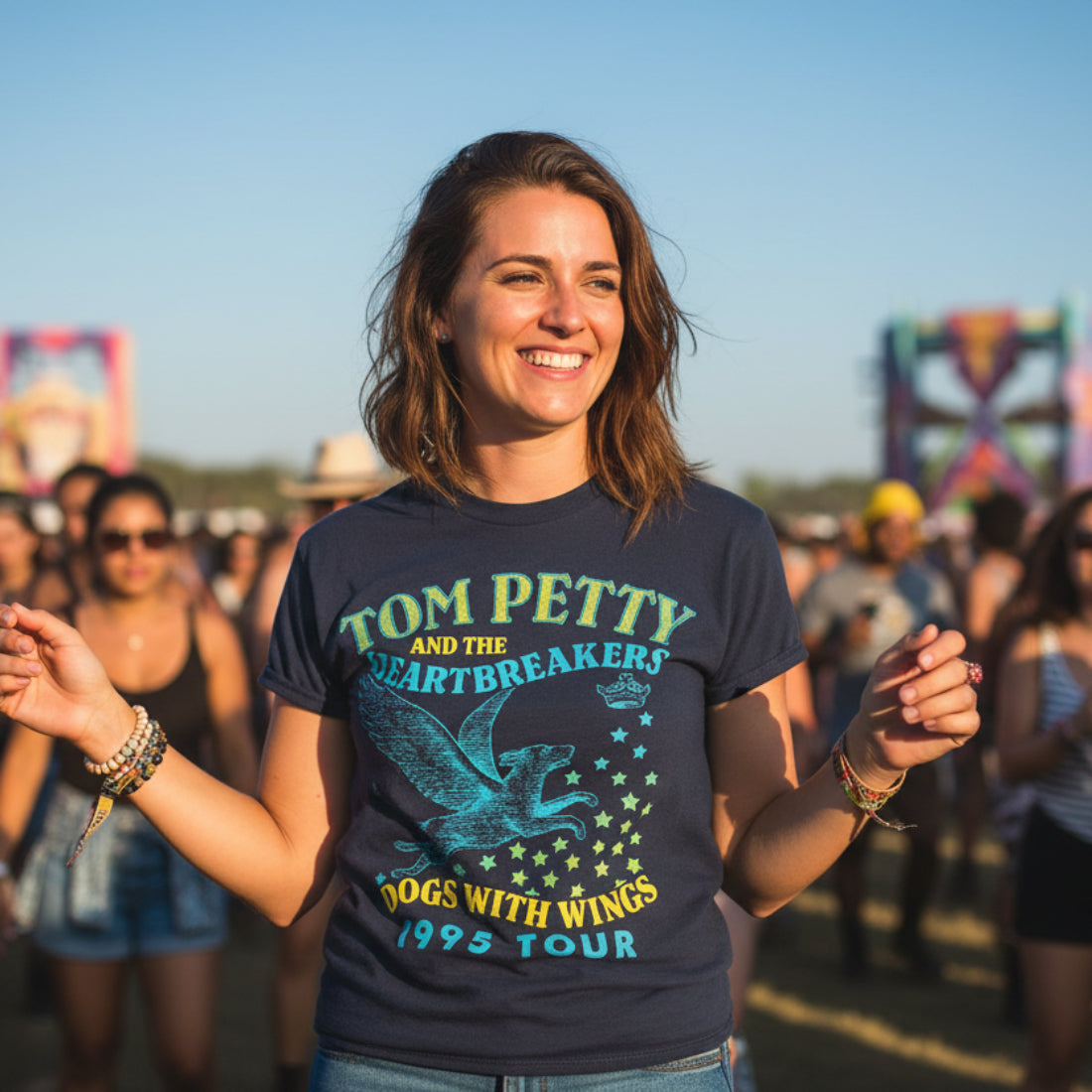 WOMAN WEARING TOM PETTY TEE TPH514S, TPH514M, TPH514L, TPH514XL, TPH514XXL, TPH514XXXL, TPH514XXXXL, TPH514XXXXXL