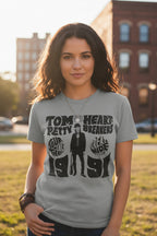 WOMAN WEARING TOM PETTY TEE TPH521S, TPH521M, TPH521L, TPH521XL, TPH521XXL, TPH521XXXL, TPH521XXXXL, TPH521XXXXXL