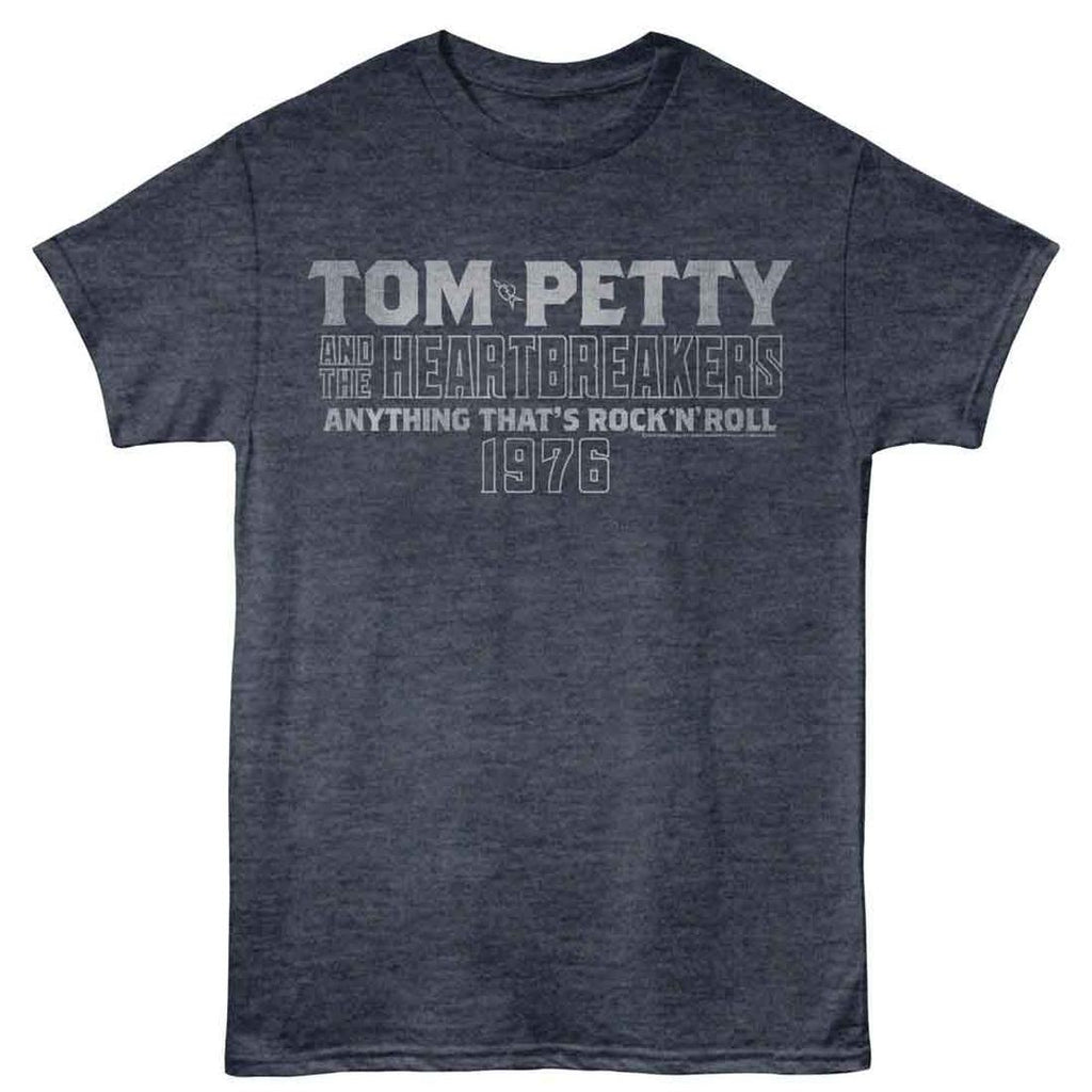 Navy blue t-shirt with 'Tom Petty and the Heartbreakers' text on a white background
