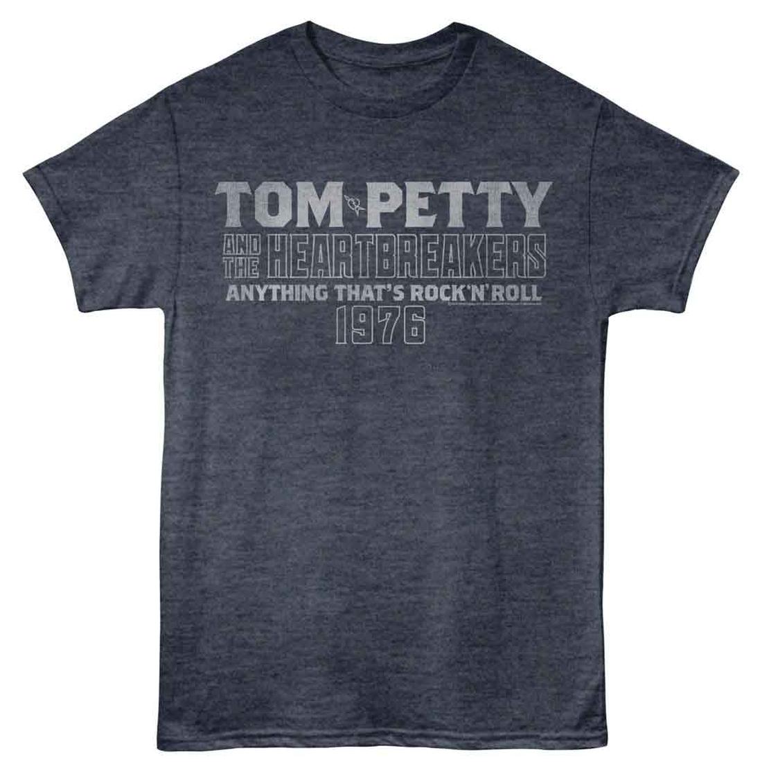 Navy blue t-shirt with 'Tom Petty and the Heartbreakers' text on a white background
