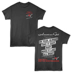 Black t-shirt with 'American Girl' design on front and back, featuring text and logo.