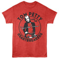 Red t-shirt with Tom Petty and the Heartbreakers graphic on a white background