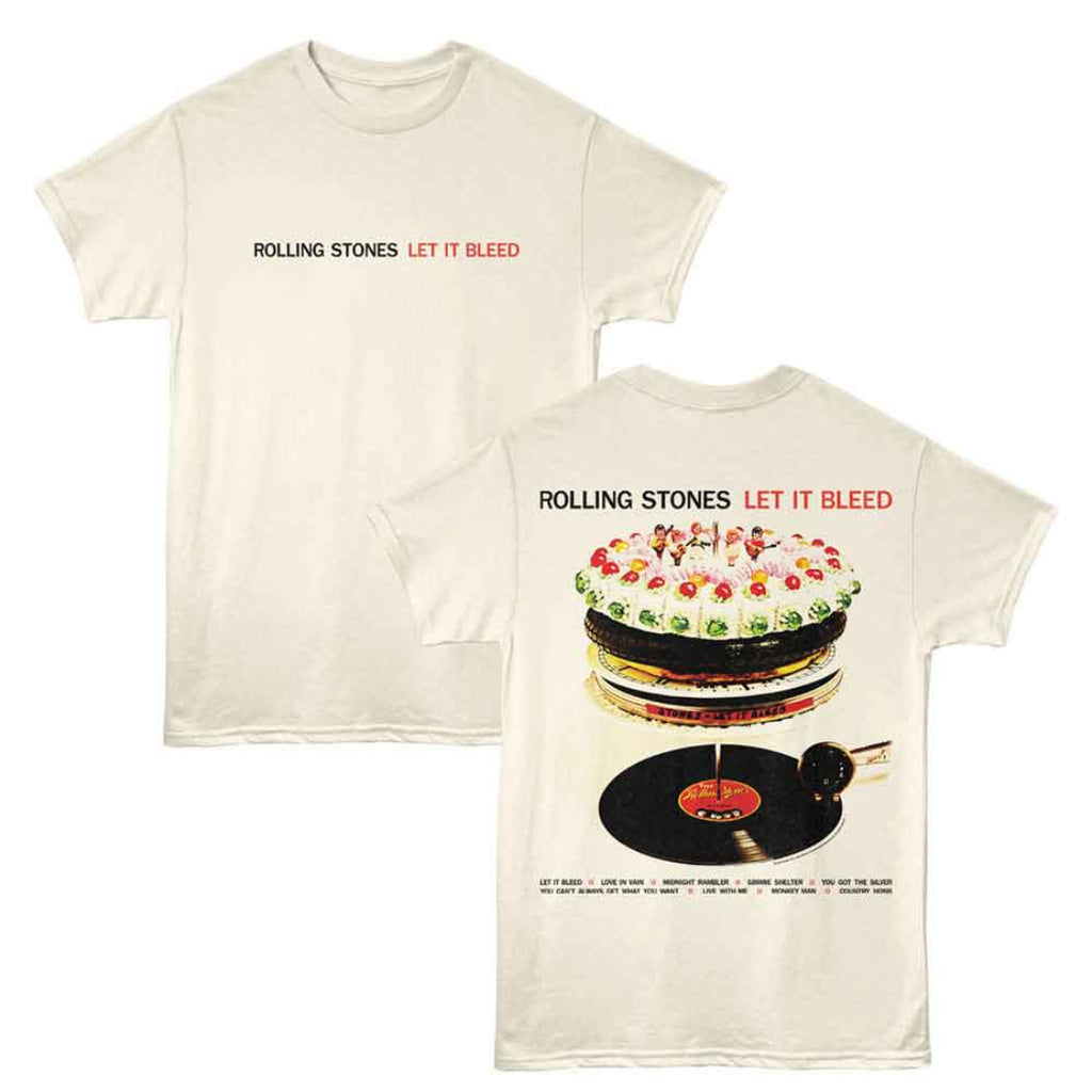 Rolling Stones 'Let It Bleed' album cover t-shirt with front and back designs.