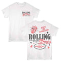 White t-shirt with Rolling Stones 1975 tour graphics on front and back