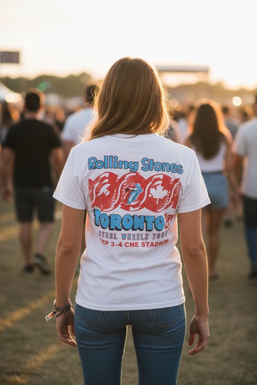 WOMAN WEARING ROLLING STONES TEE TRS535S, TRS535M, TRS535L, TRS535XL, TRS535XXL, TRS535XXXL, TRS535XXXXL, TRS535XXXXXL