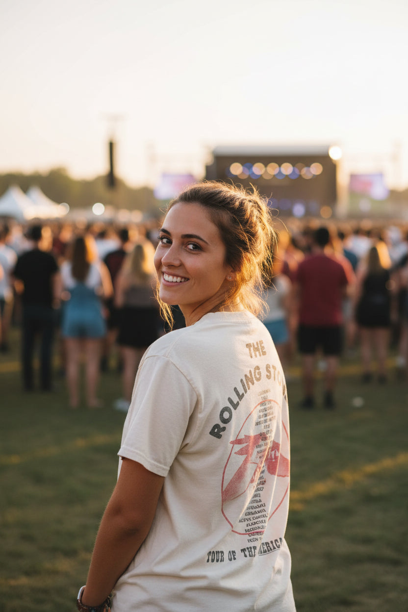 WOMAN WEARING ROLLING STONES TEE TRS537S, TRS537M, TRS537L, TRS537XL, TRS537XXL, TRS537XXXL, TRS537XXXXL