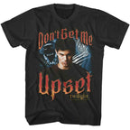 Black t-shirt with 'Don't Get Me Upset' graphic and 'Twilight' text on a white background