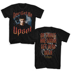 Black t-shirt with 'Twilight' graphic design featuring a character and text on a white background