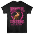 Black Twilight t-shirt with a graphic of a shirtless man and pink text on a white background